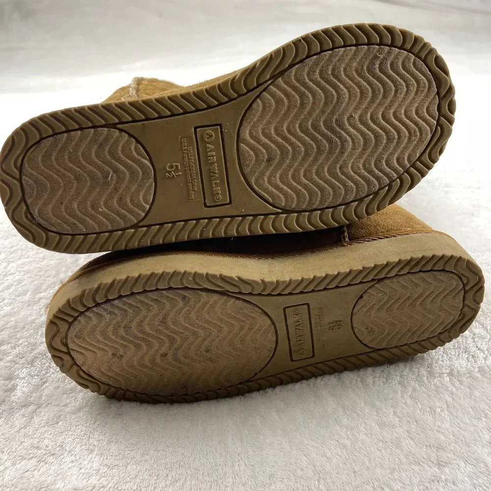 Airwalk Quilted Teagan Fur Lined Boots Womens Size 5.5 Cognac Brown Midcalf Warm